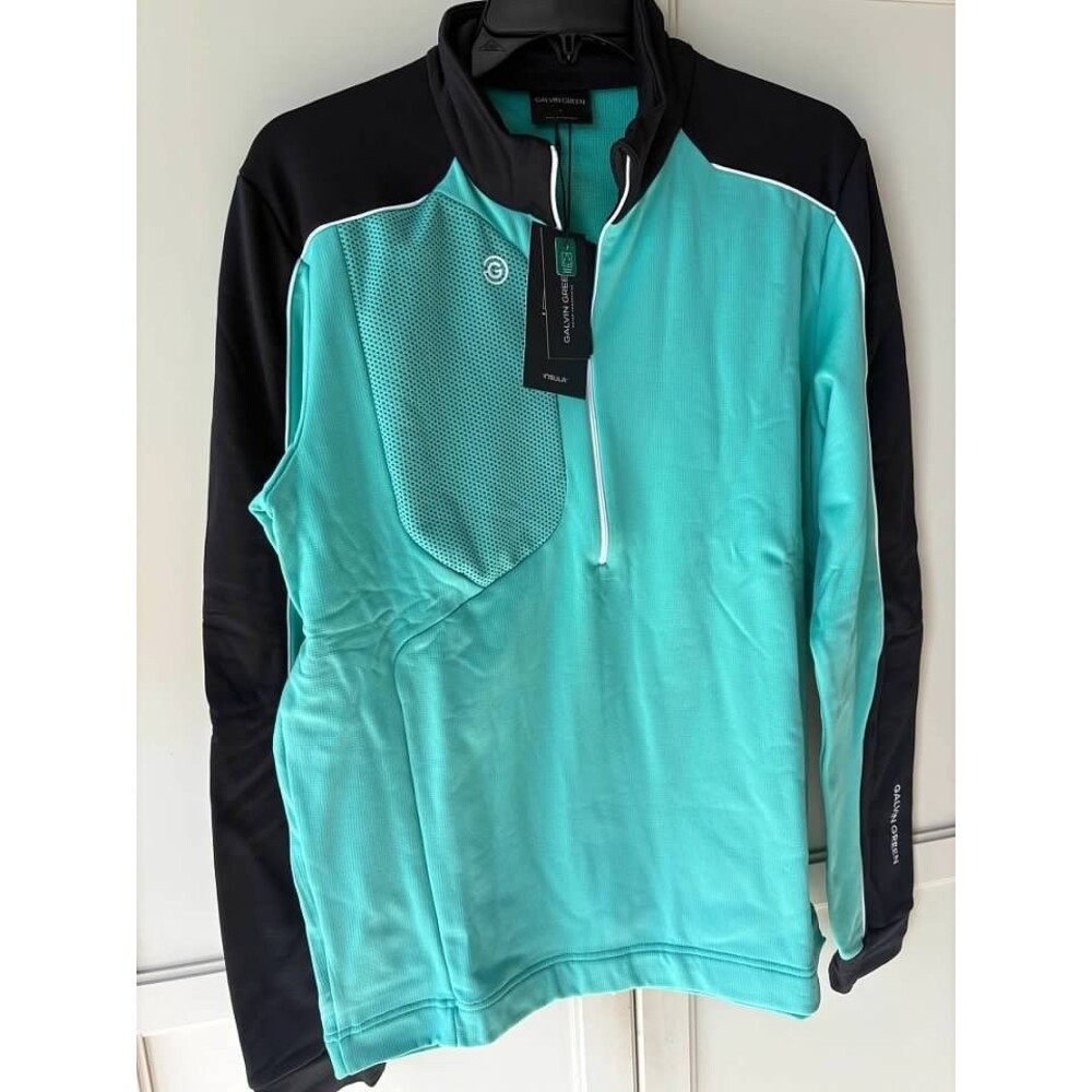 Galvin Green Dave Mid Layer Golf Shirt Long Sleeves Turquoise- SZ L-NWT